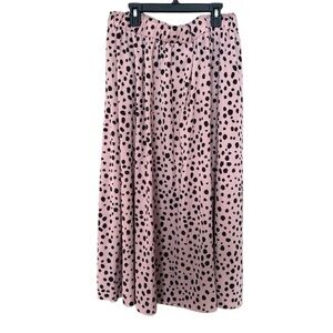 SHEIN Dalmatian Print Pleated Midi Dress XL Tan Black